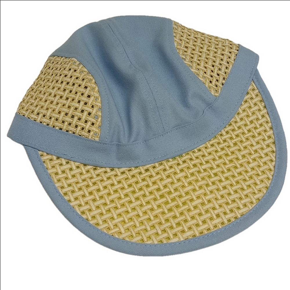 RAG & BONE LIGHT BLUE PACKABLE VISOR STRAW PANELS HAT - Picture 2 of 6